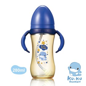 BÌNH SỮA CỔ RỘNG NHỰA PPSU CÓ TAY CẦM KUKU KU5858 - 280ML