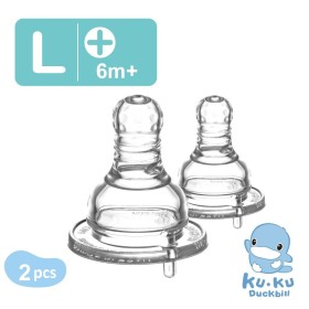 TY THAY BÌNH SỮA CỔ NHỎ SILICONE SIÊU MỀM  DÒNG CHẢY CHỮ THẬP SIZE L KUKU KU5274A (VỈ 2 CÁI)