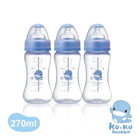 BỘ BÌNH SỮA CỔ RỘNG NHỰA PP  KUKU  KU5923 - 270ML - SET 3 BÌNH