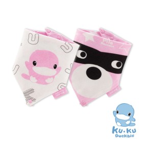 YẾM VẢI TAM GIÁC CHO BÉ CÓ NÚT BẤM GIỮ TY GIẢ/ NGẬM NƯỚU KU2251 - SET 2 CÁI (MÀU HỒNG)