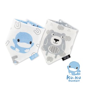 YẾM VẢI TAM GIÁC CHO BÉ CÓ NÚT BẤM GIỮ TY GIẢ/ NGẬM NƯỚU KU2248 - SET 2 CÁI (MÀU XANH)