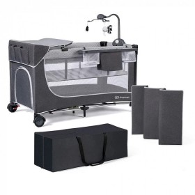 Nôi ngủ cho bé Kinderkraft LEODY - Màu xám (Có phụ kiện)