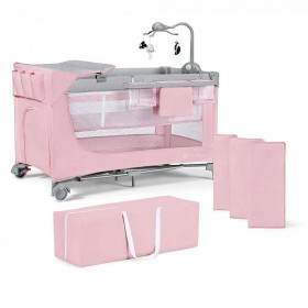Nôi ngủ cho bé Kinderkraft LEODY - Màu hồng (Có phụ kiện)